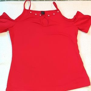 Open shoulder Red Blouse